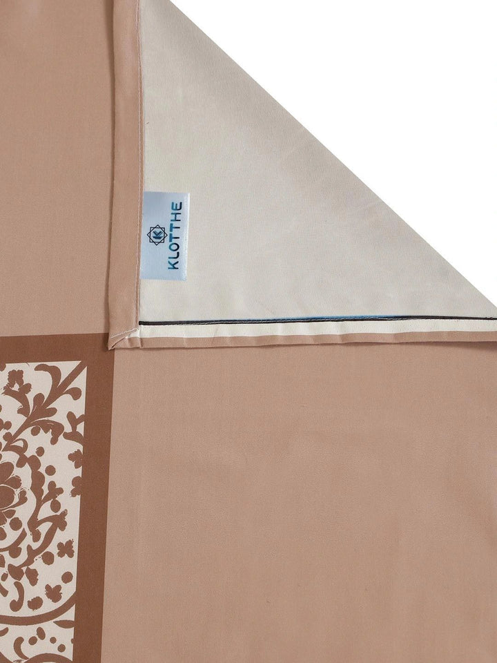 Moda Rapido X KLOTTHE Cream-Coloured & Brown Floral 400 TC King Bedsheet with 2 Pillow Covers