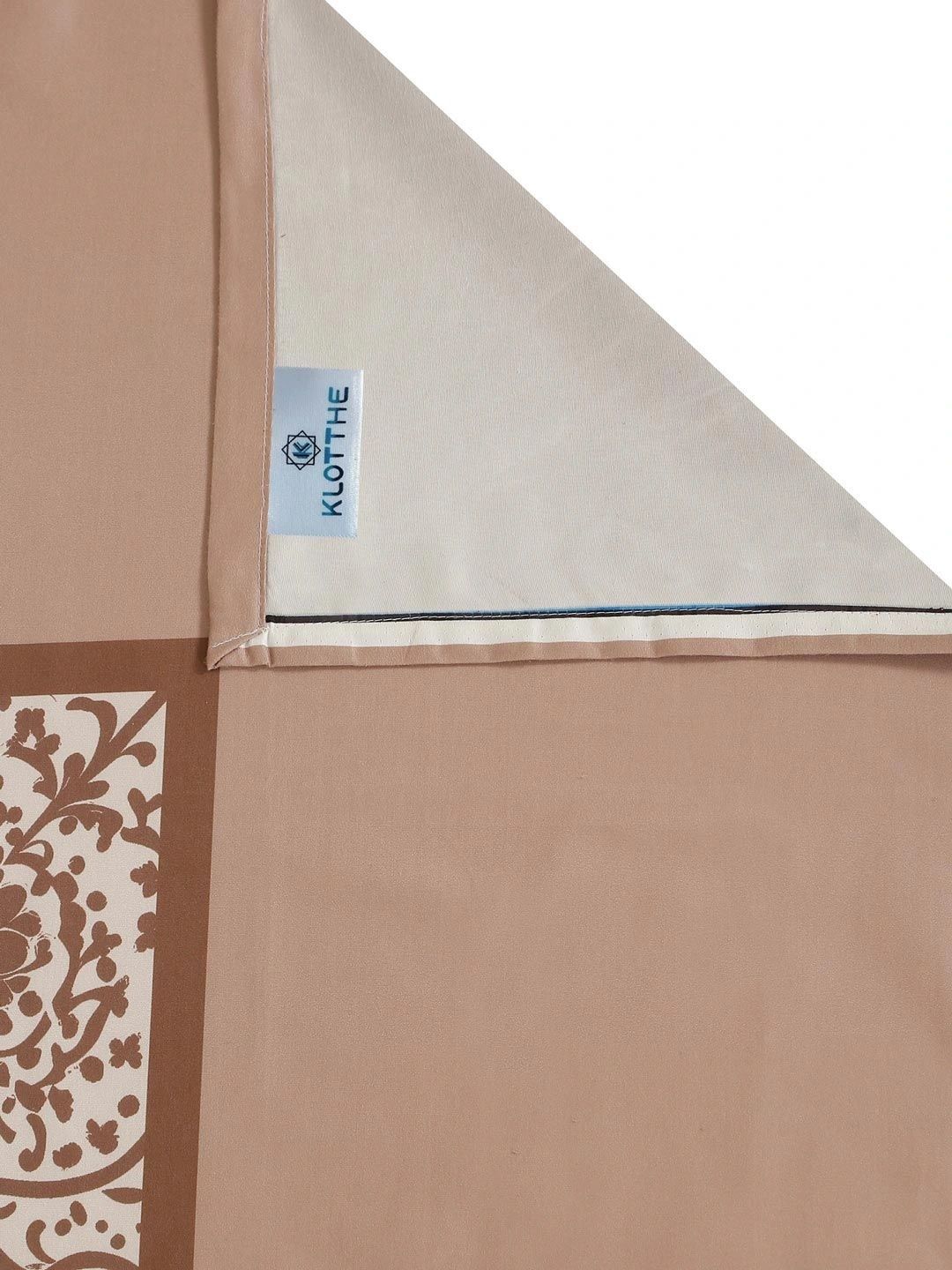 Moda Rapido X KLOTTHE Cream-Coloured & Brown Floral 400 TC King Bedsheet with 2 Pillow Covers