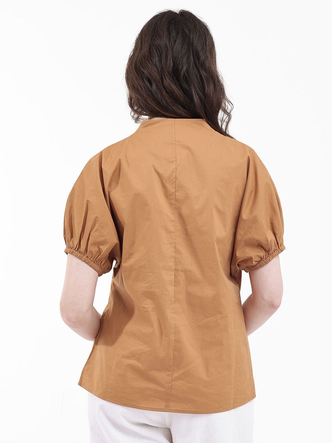 RAREISM Puff Sleeve Cotton Styled Back Top