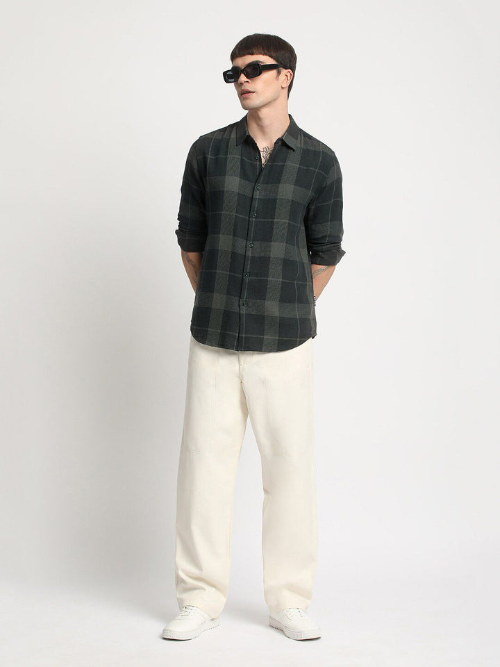THE BEAR HOUSE Slim Fit Opaque Checked Cotton Casual Shirt