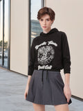 DressBerry Sporty Vibe Printed Drawstring-Hem Hooded Sweatshirt