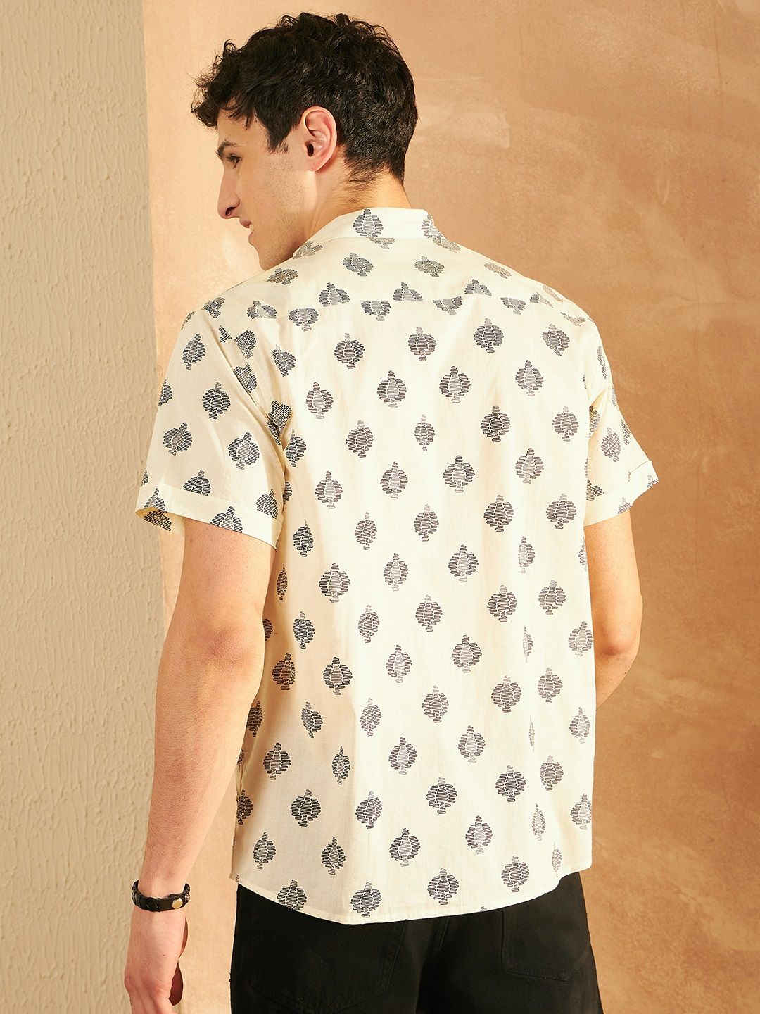 DENNISON Smart Abstract Block Printed Casual Oversized Lightweight Cotton Shirt