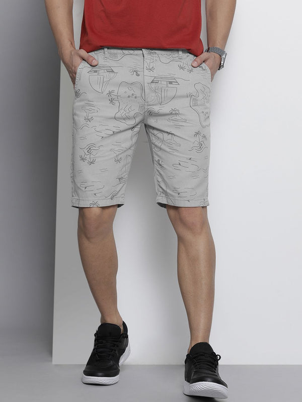 Seluar pendek Capton Chino yang dicetak kelabu Grey Grey