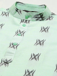 SOJANYA Men Green & Black Pure Cotton Self Design Kurta