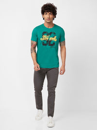 SPYKAR Varsity Printed Slim Fit Cotton Casual T-Shirt