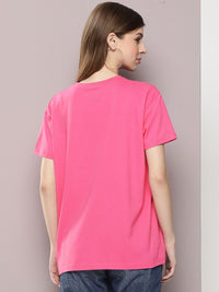 DILLINGER Women Graphic Printed Embossed Oversized T-shirt