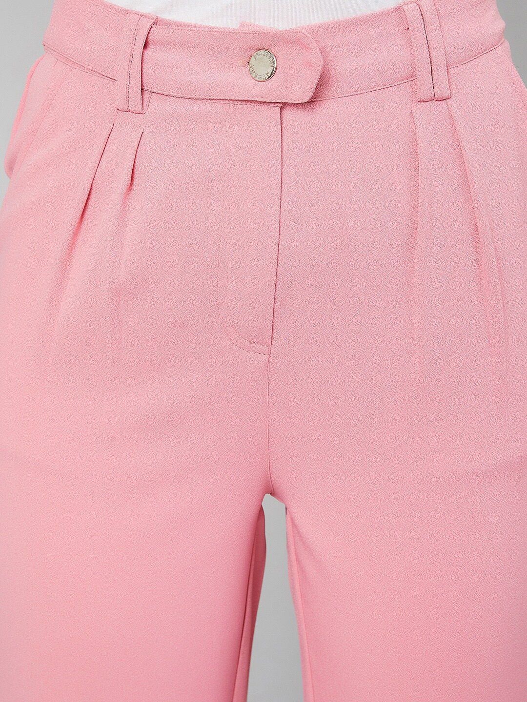 Athena Women Pink Loose Fit Solid Regular Trousers