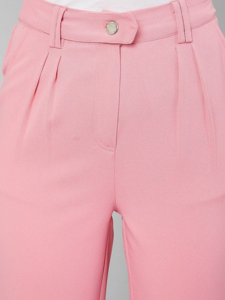 Athena Women Pink Loose Fit Solid Regular Trousers