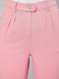 Athena Women Pink Loose Fit Solid Regular Trousers