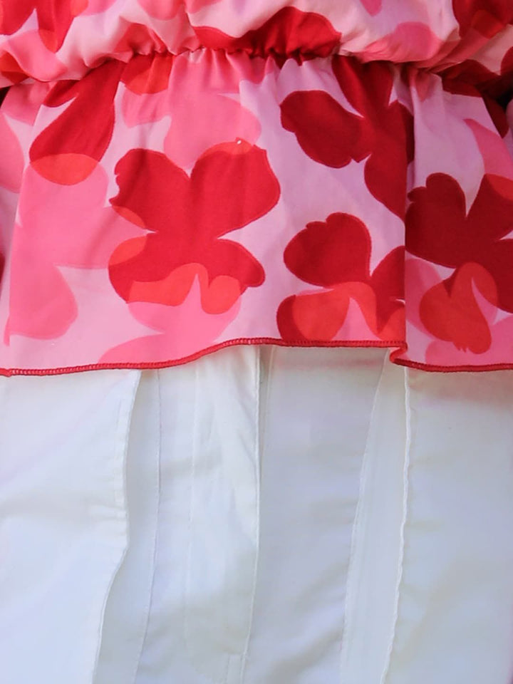 Cutiekins Girls Floral Printed Off-Shoulder Top with Trouser