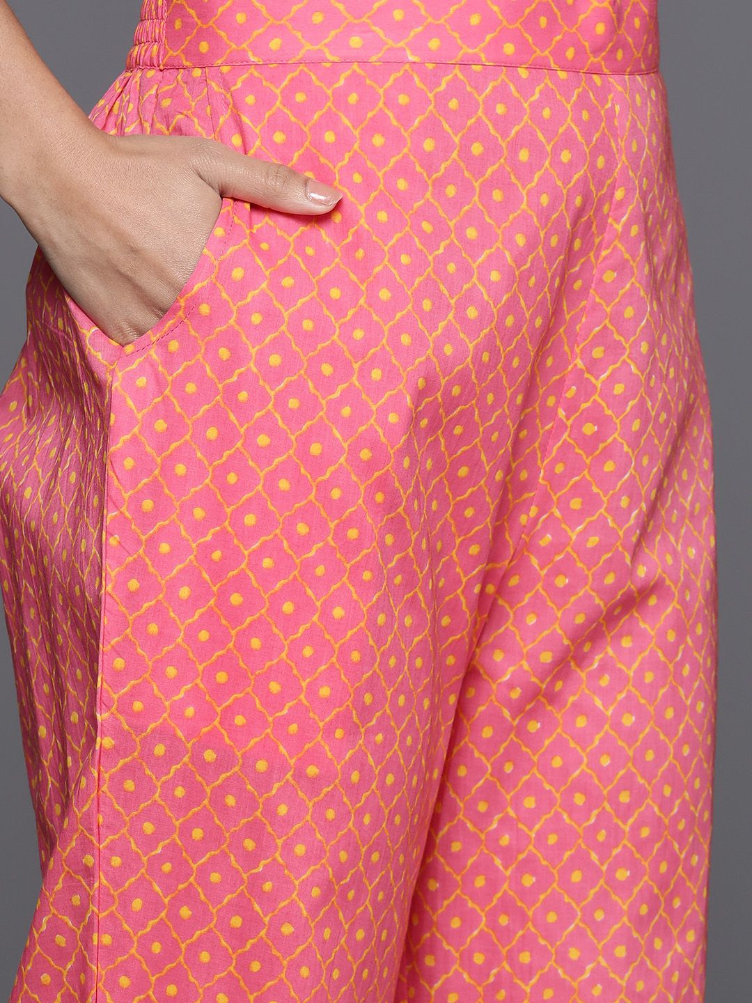 Libas Women Floral Printed Gotta Patti Pure Cotton Kurta with Palazzos & With Dupatta