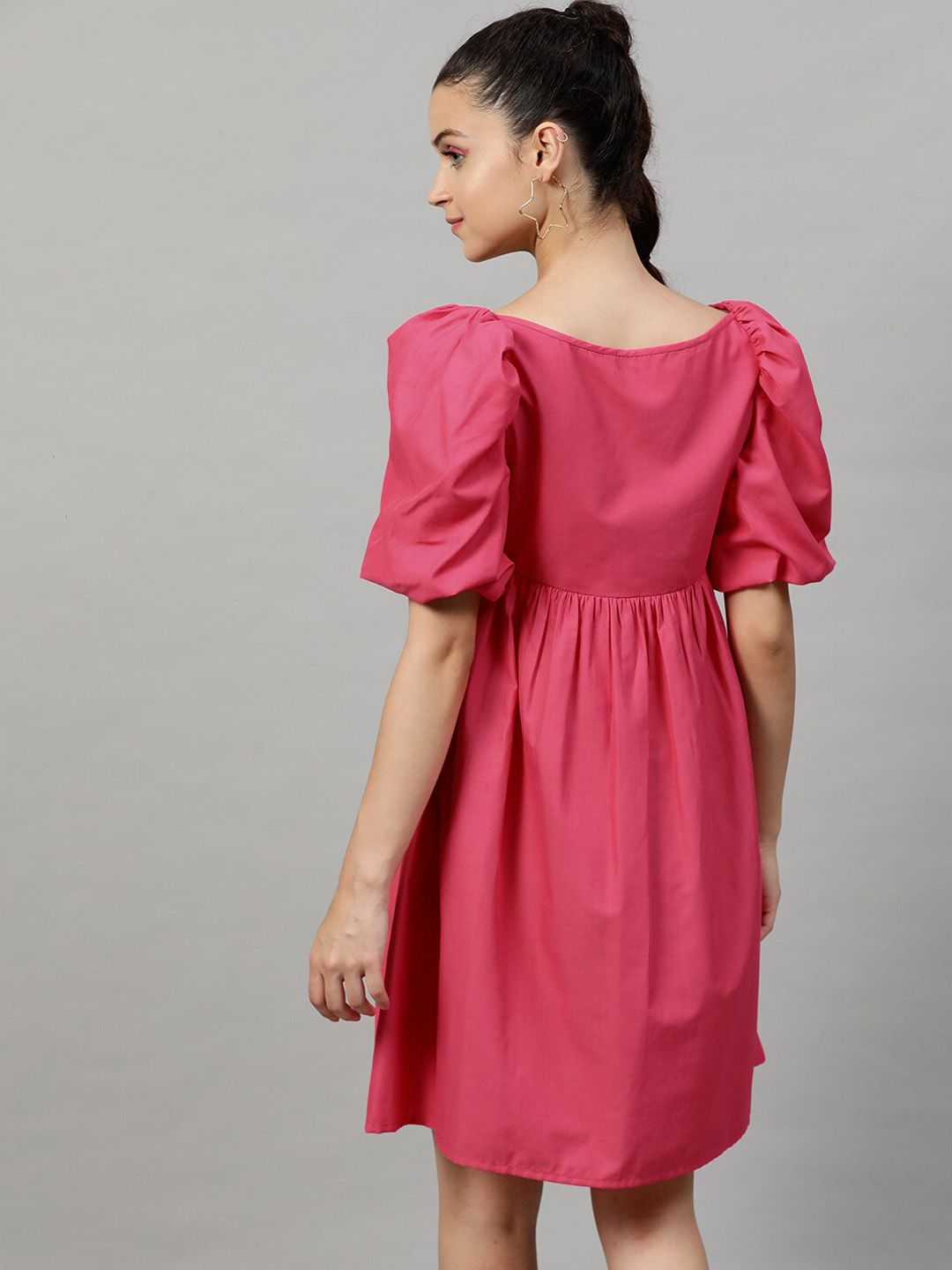 STREET 9 Fuchsia Square Neck Fit and Flare Dress