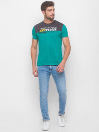 Being Human Men Green & Grey Typography Printed T-shirt
