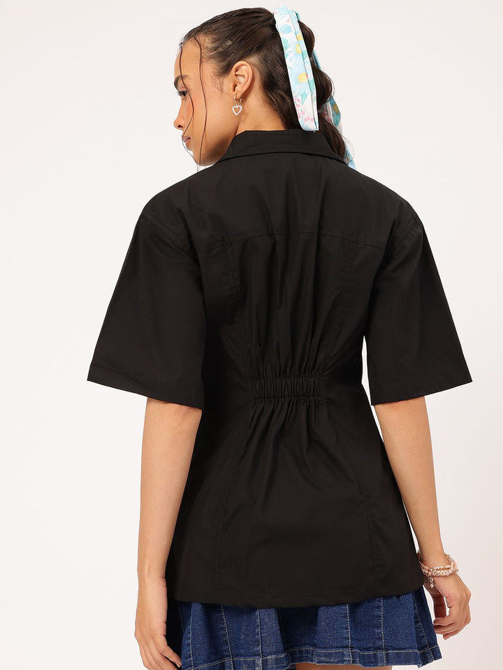 DressBerry Elegant Affair Pleated Semi-Elasticated Back Longline Shirt