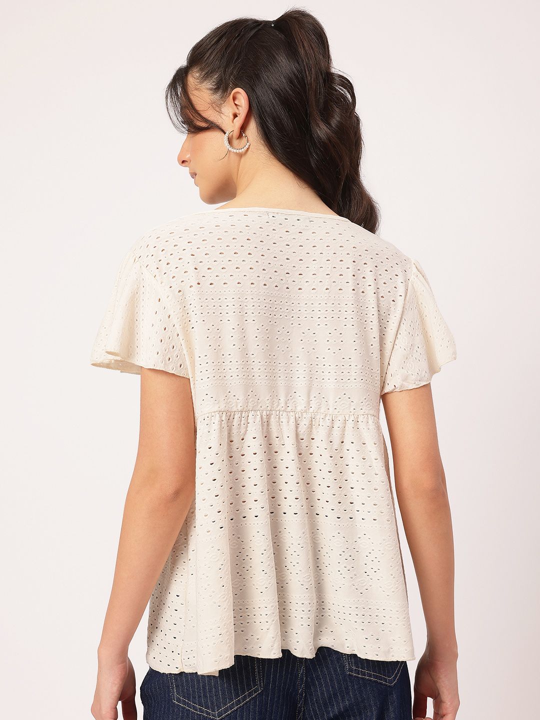 DressBerry Escape Essentials Schiffli Lace Inserts Detail A-Line Top