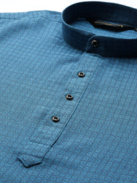 SOJANYA Men Blue Woven Design Straight Kurta