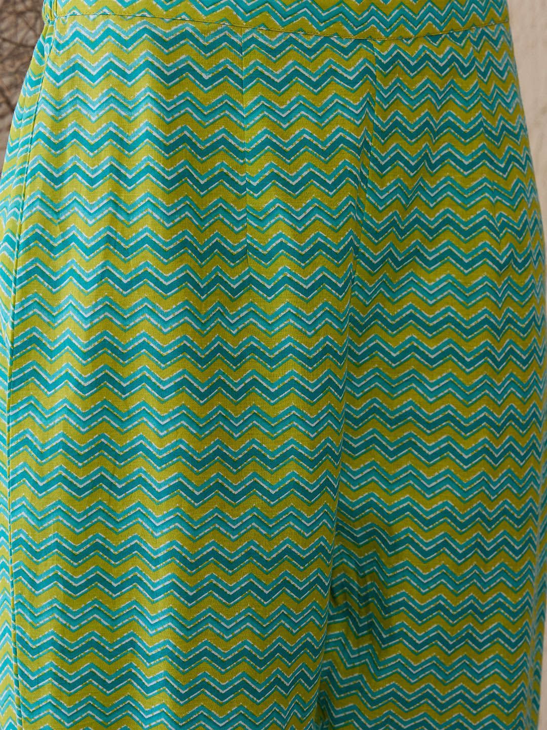 Indo Era Women Printed Regular Pure Cotton Kurta with Trousers