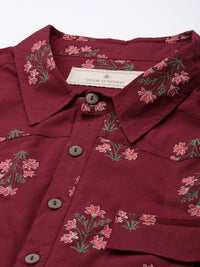 House of Pataudi Men Floral Printed Pure Cotton Kurta