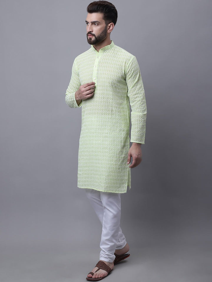 SOJANYA Men Embroidered Regular Pure Cotton Kurta with Pyjamas With Nehru Jacket