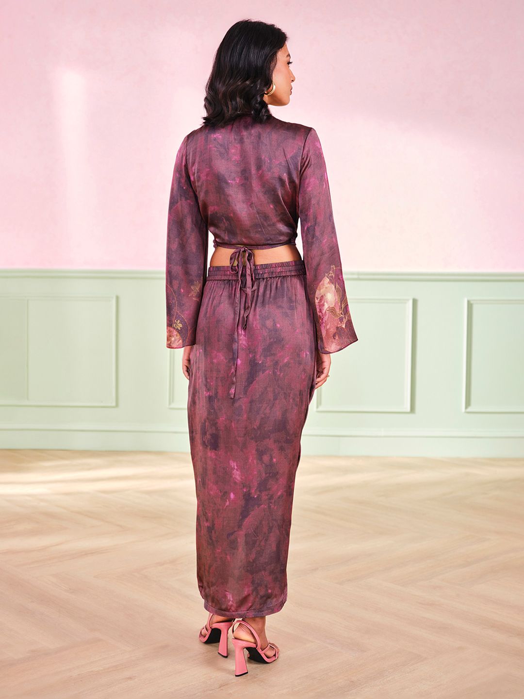 AND Women Dyed Top With Skirt Co-Ords