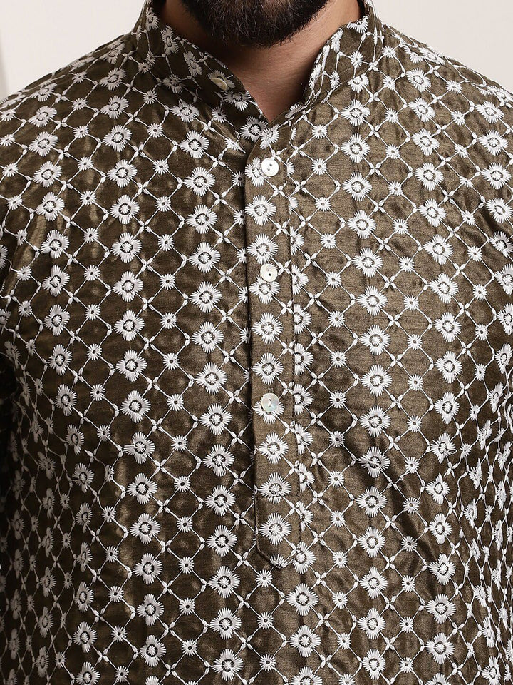 SOJANYA Kurta Cotton Sutera Lurus Sulam Bunga