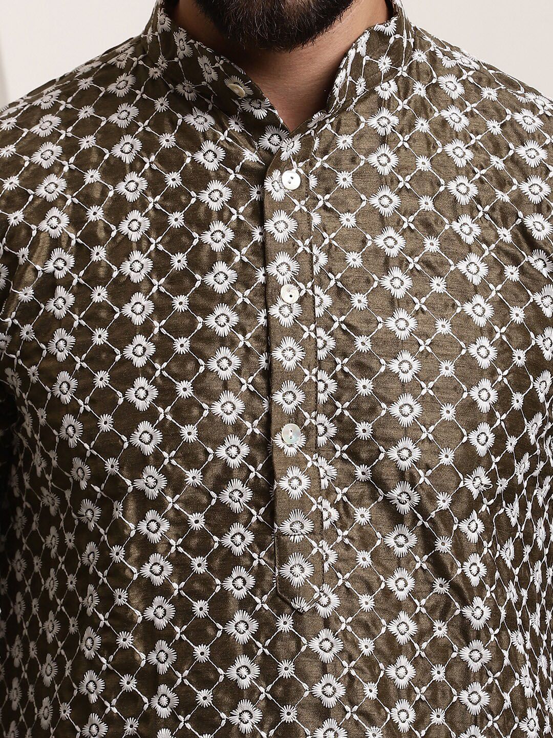 SOJANYA Kurta Cotton Sutera Lurus Sulam Bunga