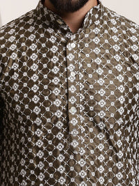SOJANYA Kurta Cotton Sutera Lurus Sulam Bunga