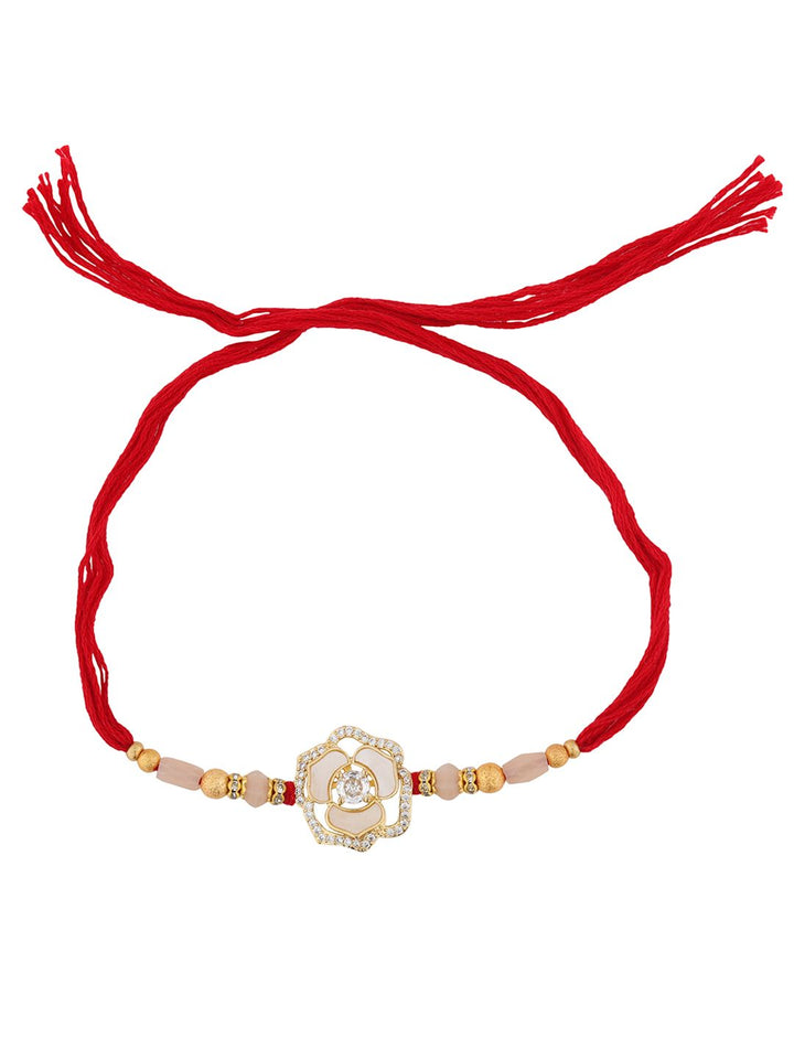 Voylla Floral Sparkle American Diamond Studded Thread Rakhi