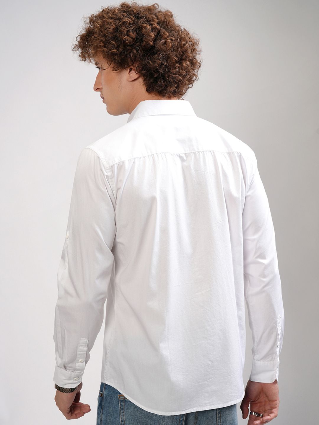 HIGHLANDER Men White Slim Fit Casual Shirt