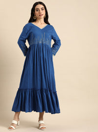 Anouk V-Neck A-Line Maxi Ethnic Dress