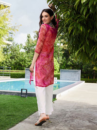 KALINI Floral Embroidered Chikankari Georgette Straigth Kurta