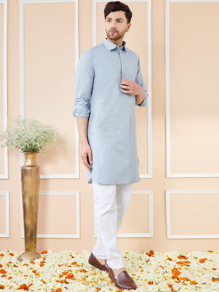 See Designs Regular Long Sleeves Shirt Collar Pure Cotton Kurta with Pyjamas