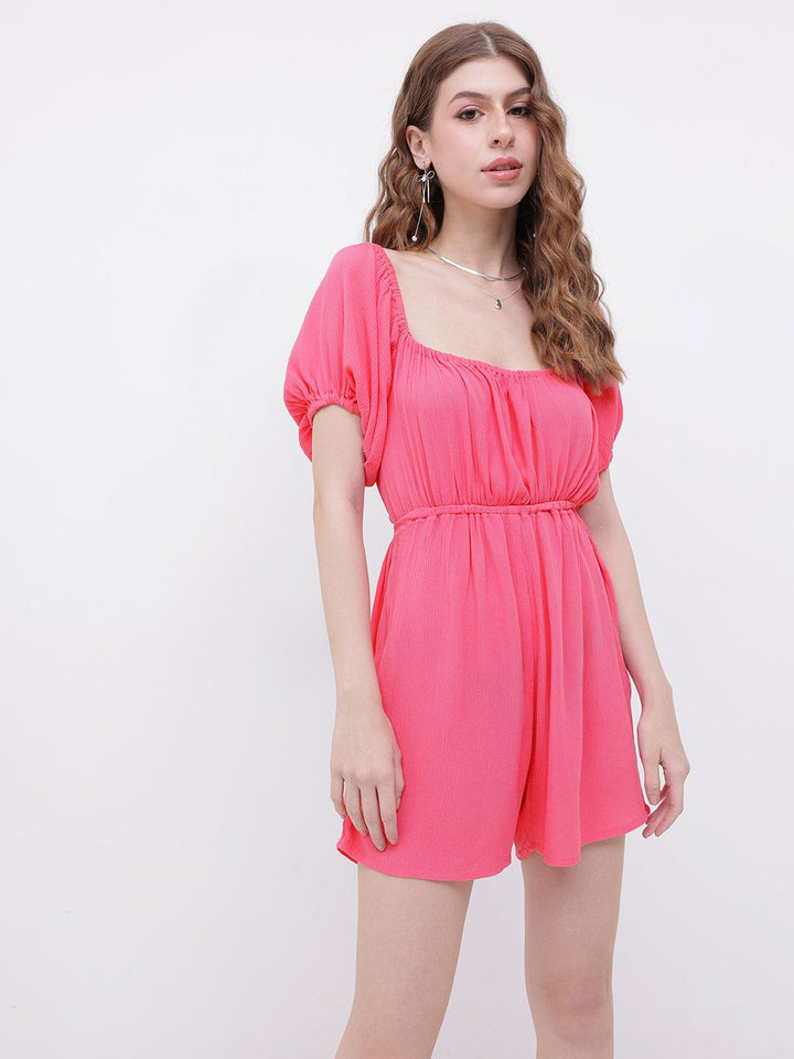DressBerry Playful Allure Crepe Cut-Out Tie-Up Playsuit