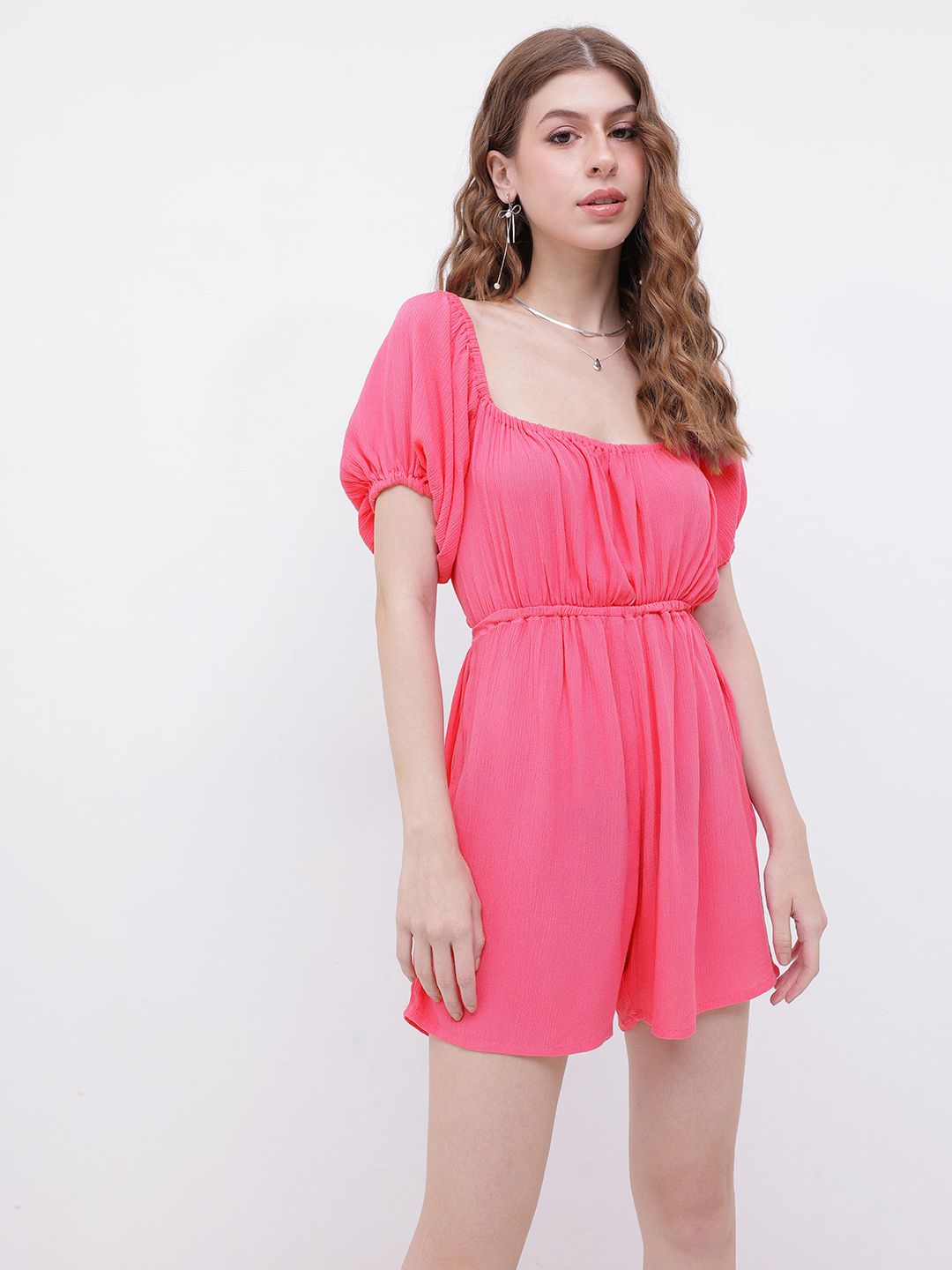DressBerry Playful Allure Crepe Cut-Out Tie-Up Playsuit