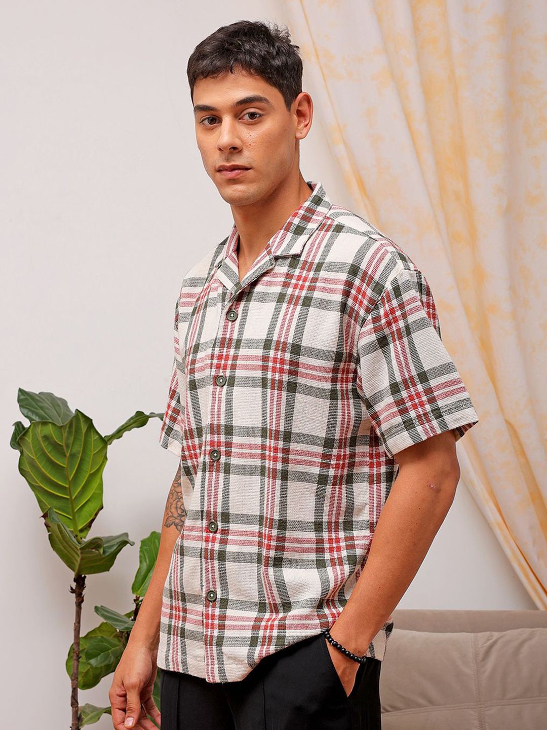 The Indian Garage Co Men Relaxed Fit Checked Resortwear Shirt