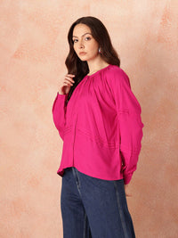 all about you Pin Tucks Raglan Sleeves Casual Shirt