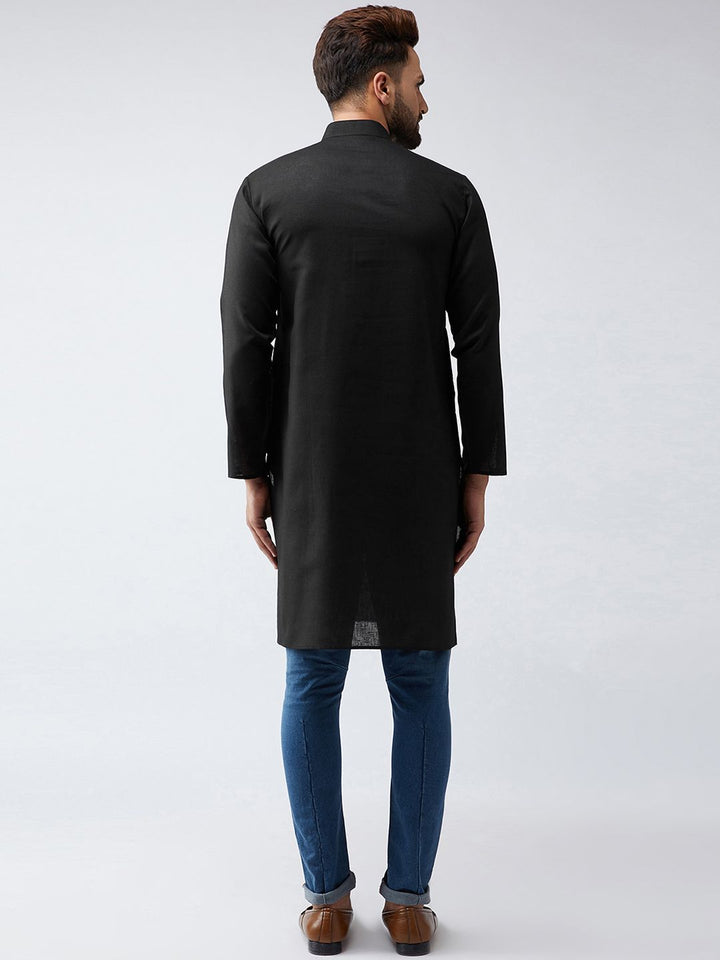 SOJANYA Men Black Solid Straight Kurta