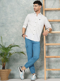 The Indian Garage Co Men White Regular Fit Printed Casual Shirt