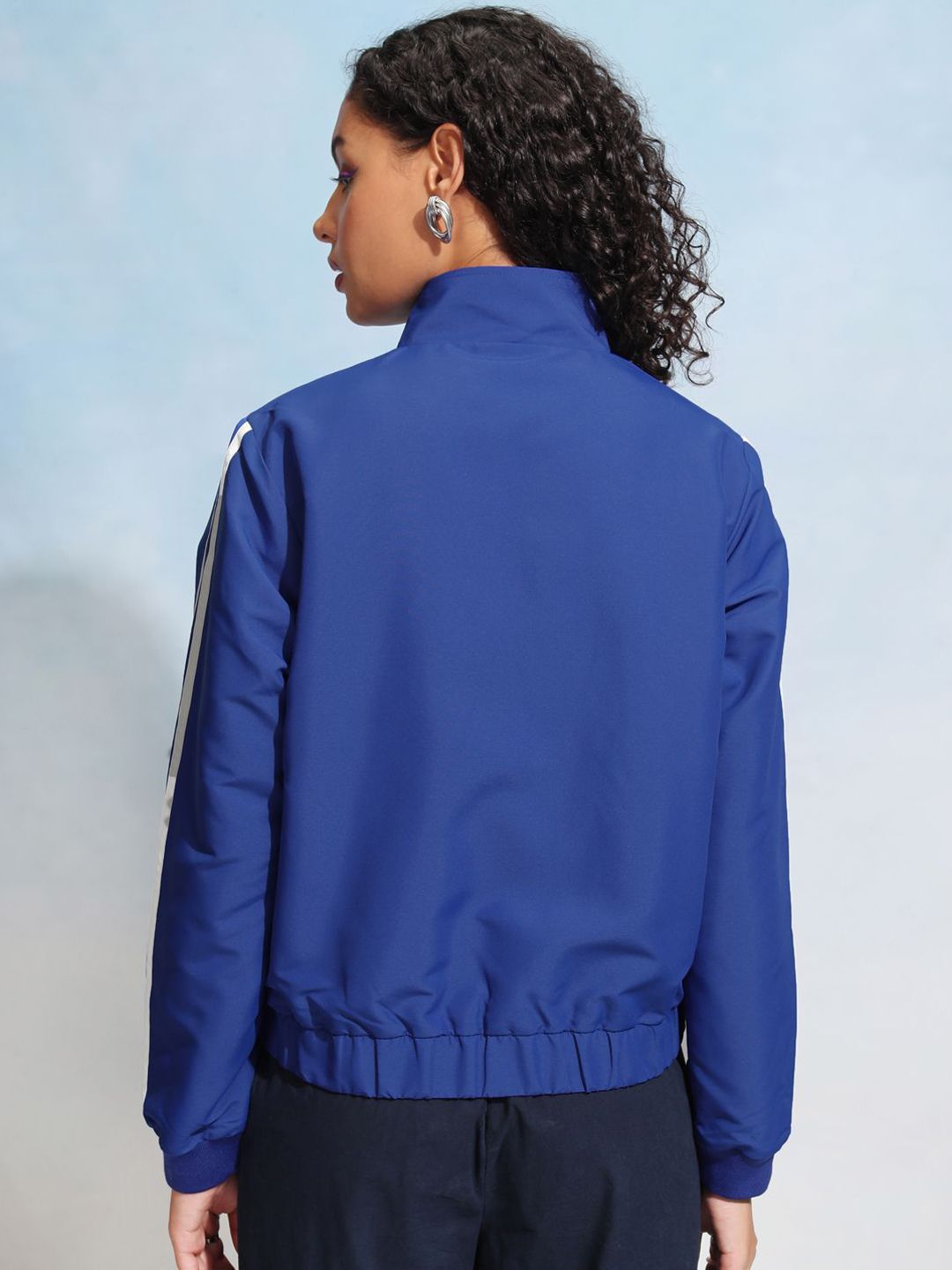 Tokyo Talkies Women Checked Crop Bomber with Embroidered Jacket