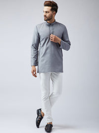 SOJANYA Men Grey Solid Straight Kurta