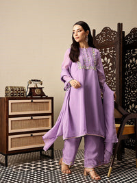 House of Pataudi Floral Yoke Design Thread Work Jashn A-Line Kurta with Palazzos & Dupatta