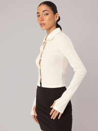 DressBerry Knits & Bits Front Button Textured Top