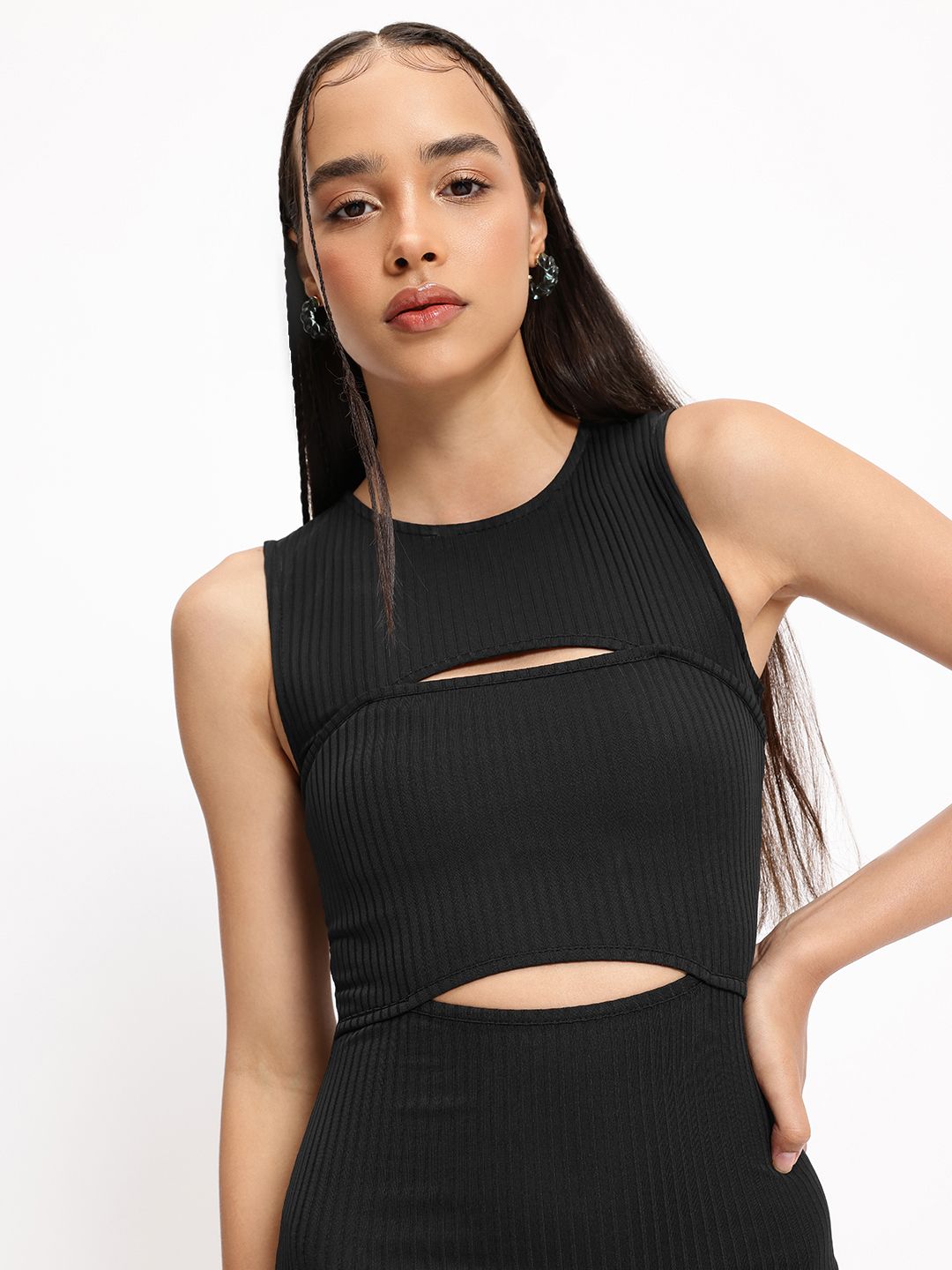DressBerry Ribbed Reveal Mini Bodycon Dress