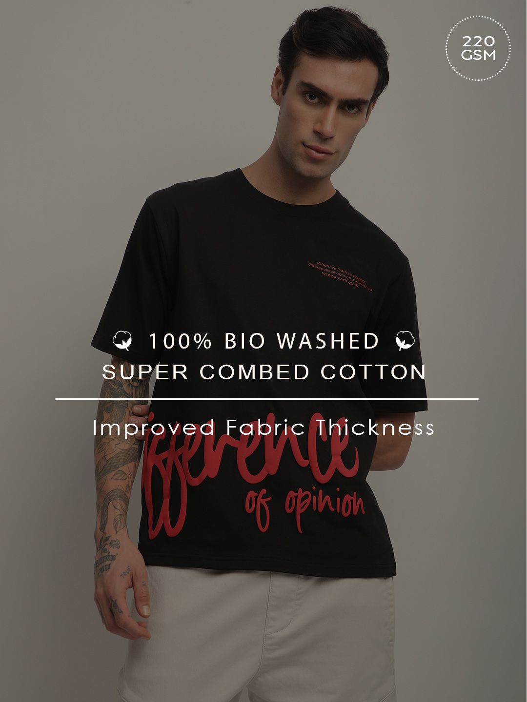 Difference Of Opinion Men Short Sleeve Oversized Crew Neck Printed Tshirt