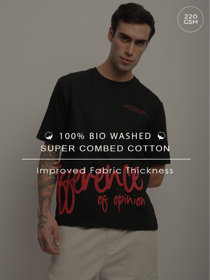 Difference Of Opinion Men Short Sleeve Oversized Crew Neck Printed Tshirt
