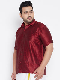 VASTRAMAY Plus Size Men Maroon Premium Casual Shirt