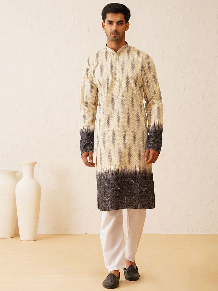 SOJANYA LUXE Ethnic Motifs Embroidered Mandarin Collar Sequined Straight Kurta
