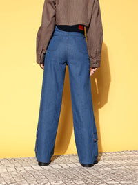 SASSAFRAS Women Blue High-Rise Straight Fit Stretchable Jeans
