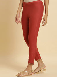 W Women Slim Fit Mid-Rise Cotton Regular Trousers