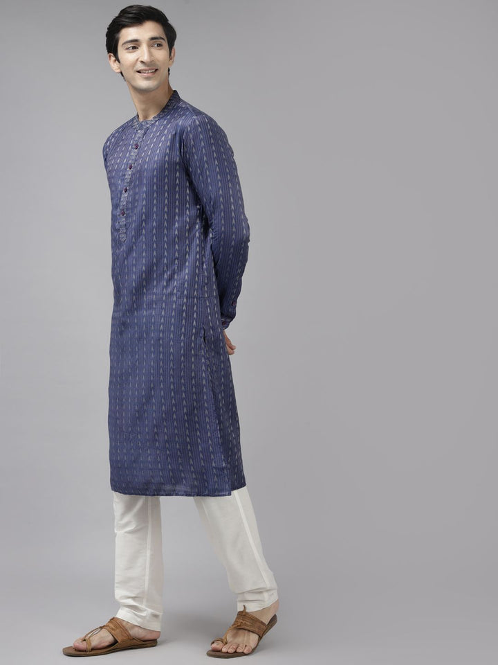 See Designs Men Blue Thread Work Kurta with Trousers